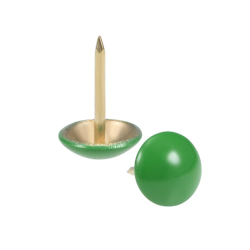 sourcing map Tapicería Clavos Tachuelas 11mm Verde Redondo Cabeza 17mm Longitud Pulgar Empuje Pasadores para Muebles Sofá Cabeceros, 150 Piezas