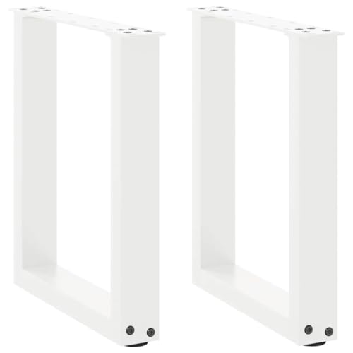 vidaXL Patas para Mesa de Centro en Forma de U (2 Unidades), Color Blanco, 38 x 42-43 cm, Acero