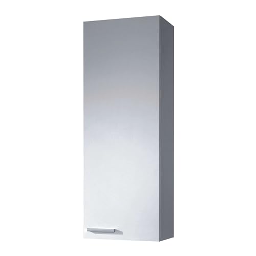 ARKITMOBEL Mueble Auxiliar de Baño Elora 1 Puerta 2 Estantes Diseño Moderno Melamina Color Blanco Brillo 30x85x25 cm
