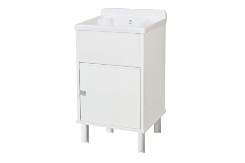Negrari 5003PKCAM Mini lavadero de resina PVC para exterior/interior, con mueble de almacenamiento L 42 x P 34 x H 80 cm, blanco, pequeño