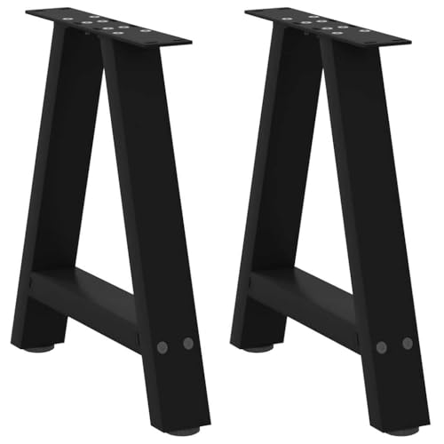 vidaXL Patas para mesa de centro en forma de A (2 unidades), color negro, 50 x (42-43) cm, acero
