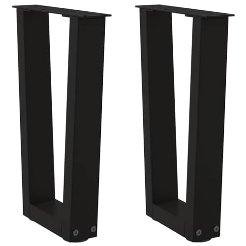 vidaXL Patas para mesa de centro en forma de V (2 unidades), color negro, 38 x (42-43,3) cm, acero