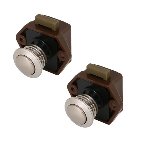 JNNJ 2 Piezas Cerradura De Puerta con Pestillo De Botón De Metal para Caravana, Cierre Botón para Autocaravanas, Cerradura Botón Sin Llave Autocaravanas, para Autocaravanas, Yates, Barcos, Caravana