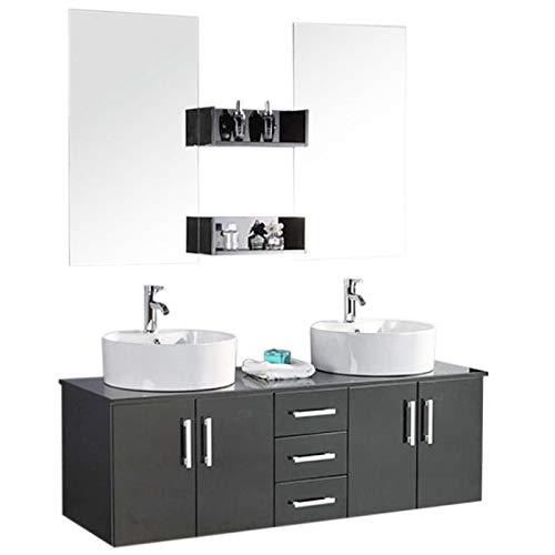Mueble de baño con doble lavabo, modelo Butterfly, 150 cm, grifos incluidos