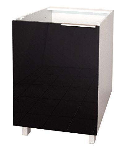Berlenus CP6BN - Mueble bajo de Cocina con 1 Puerta (60 cm), Color Negro Brillante