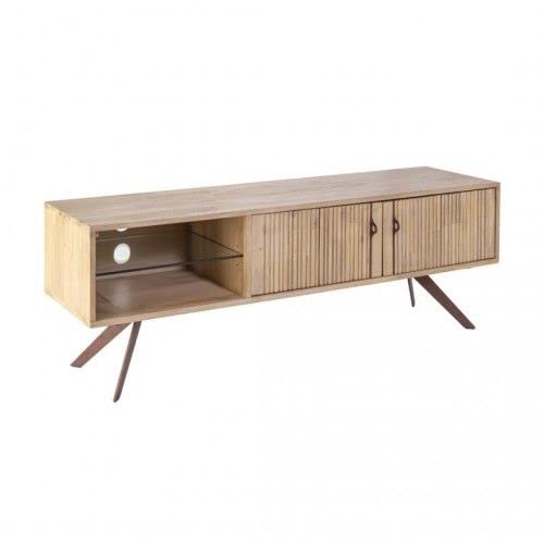 CAMINO A CASA - Mueble de TV de madera natural con 2 puertas