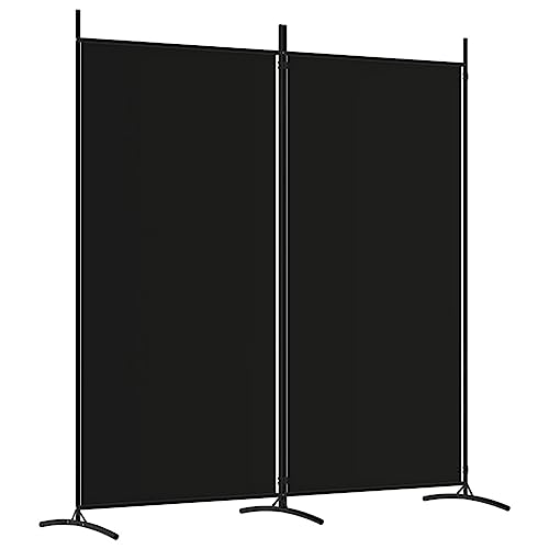 vidaXL Biombo Divisor de 2 Paneles Separador Decoración Habitación Dormitorio Oficina Pantalla Privacidad Pared Plegable de Tela Negro