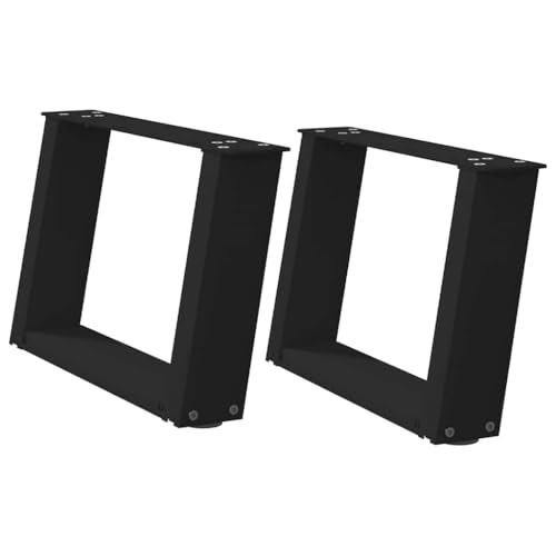 vidaXL Patas para mesa de centro en forma de U (2 unidades), color negro, 40 x (30-31) cm, acero