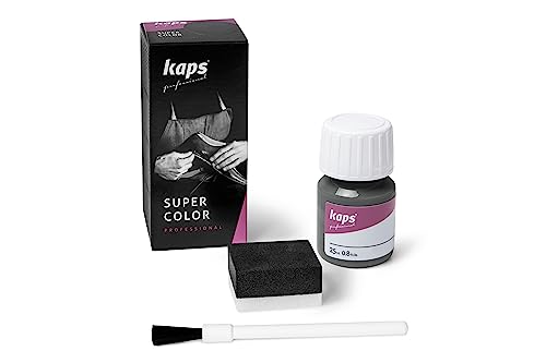 Tinte para Zapatos y Bolsos de Cuero y Textil con Esponja y Brocha, Kaps Super Color, 70 Colores (115 - gris oscuro)