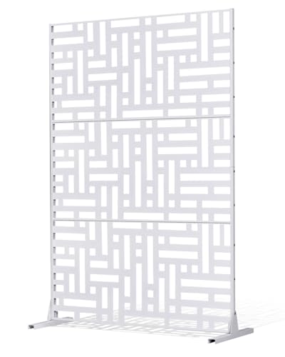 VEVOR Pantalla de privacidad de Metal, 47 Pulgadas de Ancho x 76 Pulgadas de Alto, Pantallas de privacidad para Exteriores, 3 Paneles, Divisor Independiente para Exteriores con Soporte, Valla