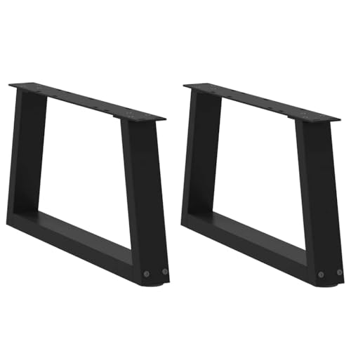 vidaXL Patas para mesa de centro en forma de V (2 unidades), color negro, 60 x (30-31,3) cm, acero