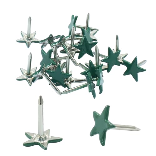Piutouyar 150 alfileres de estrella para tapicería, color verde oscuro, tachuelas decorativas en forma de estrella, tachuelas de metal para tapicería de muebles, tableros de corcho, proyectos de