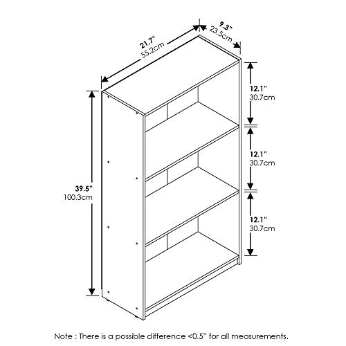 Furinno Basic Estanterías de Biblioteca de 3 Niveles, Pino Ámbar