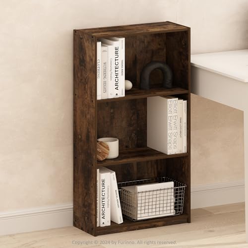 Furinno Basic Estanterías de Biblioteca de 3 Niveles, Pino Ámbar