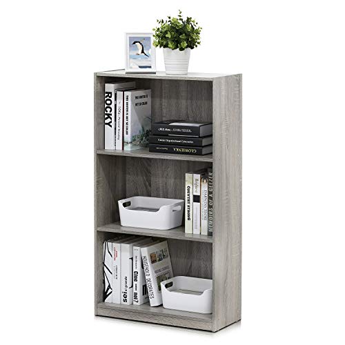 Furinno Estantería Básica De 3 Niveles para Estanterías, Gris Roble Francés, 99736Gyw