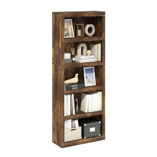 Furinno Rail Biblioteca Abierta de 5 Niveles, Pino Ámbar