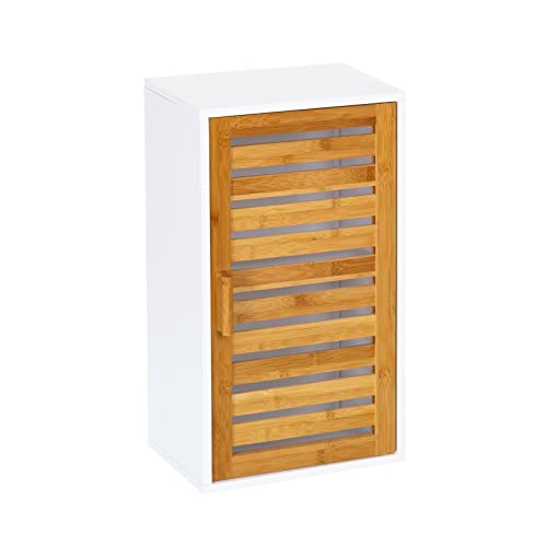 LOLAhome Armario de baño de Pared Blanco nórdico de bambú de 53x30x18 cm