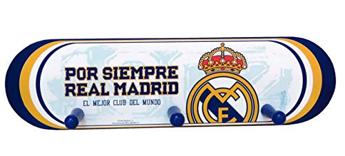 REAL MADRID CF - Perchero de Pared de madera, Color Blanco, Producto Oficial (CyP Brands)