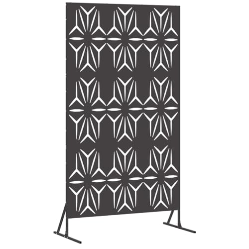 vidaXL Panel de Cerca de Metal para Exteriores en Negro con diseño de pétalos | Moderno, Grande y Resistente, separaciones Decorativas, Pantallas de privacidad, barreras para Jardines,