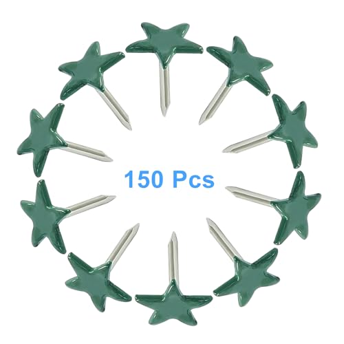 Piutouyar 150 alfileres de estrella para tapicería, color verde oscuro, tachuelas decorativas en forma de estrella, tachuelas de metal para tapicería de muebles, tableros de corcho, proyectos de