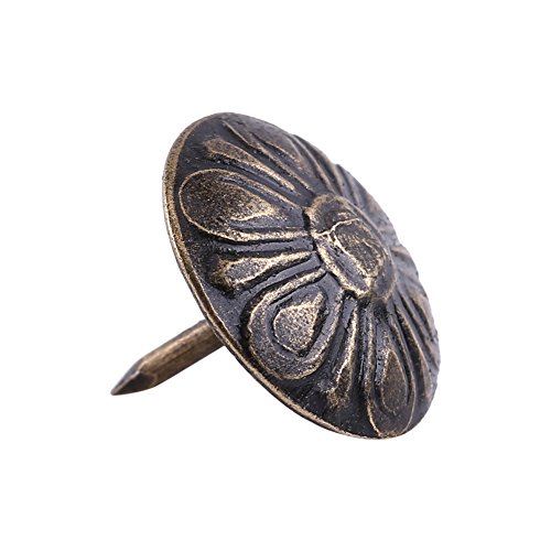 Hilitand 100 piezas de clavos de tapicería Vintage, etiqueta de metal de bronce, muebles, sofá, puerta de zapatos, tachuela decorativa, pasadores y tachuelas (Bronce verde 10 * 14 mm)