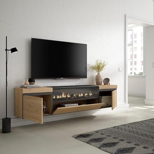 Skraut Home | Mueble TV | Televisión | Muebles de salón, almacenaje | 200x45x35cm | para TV hasta 80