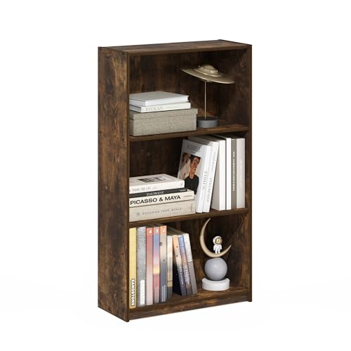 Furinno Basic Estanterías de Biblioteca de 3 Niveles, Pino Ámbar