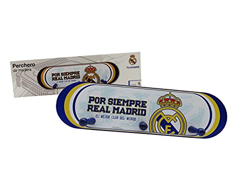 REAL MADRID CF - Perchero de Pared de madera, Color Blanco, Producto Oficial (CyP Brands)