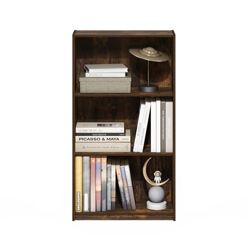 Furinno Basic Estanterías de Biblioteca de 3 Niveles, Pino Ámbar