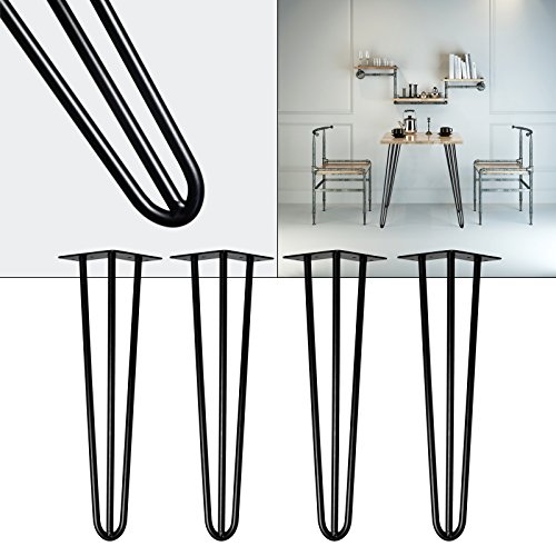 Patas horquilla mesa set 4 negro 30cm Hairpin Legs diseño industrial vntage retro tendencia muebles