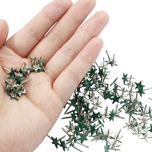 Piutouyar 150 alfileres de estrella para tapicería, color verde oscuro, tachuelas decorativas en forma de estrella, tachuelas de metal para tapicería de muebles, tableros de corcho, proyectos de