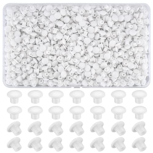 800 Piezas Tapones para Agujeros, 5mm Tapa de Plástico Agujeros de Mueble para Ronda Tornillos Taladro Agujeros, para Cocina Estantes Armarios Gabinete Muebles - Blanco