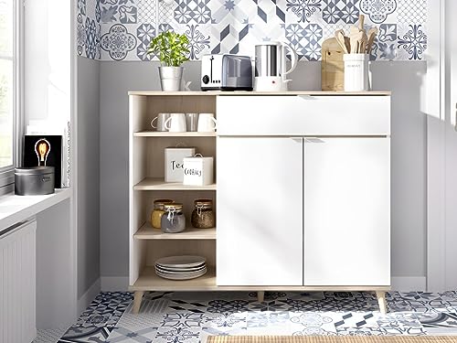DEKIT GRUPO RIMOBEL - DEKIT Mueble Auxiliar de cocina, color Blanco/Natural, 102x120x40 cm, WOK