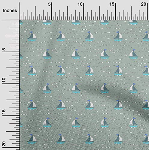 oneOone Las ondas de polister tejido de Spandex y del barco de vela del ocano decoracin impresa tela bty 56 pulgadas de ancho